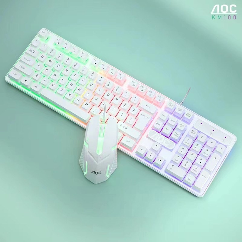 tpv aoc km100 wired usb colorful luminous keyboard mouse set tpv aoc km100 wired usb colorful luminous keyboard mouse set