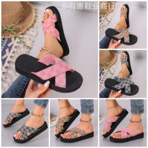 slippers foreign trade new plus size platform slippers women's straight cross european and american casual slippers women's wholesale