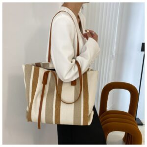 Preorder women's simple vertical stripe casual handbag